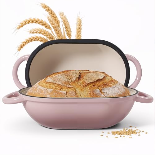 2 QT Oval Dutch Oven for Bread Baking (PINK / 2QT)