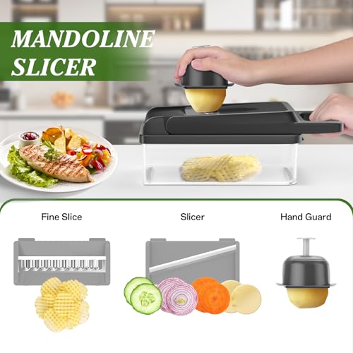 Veggie Chopper Vegetable Cutter (Gray / 10 blades)