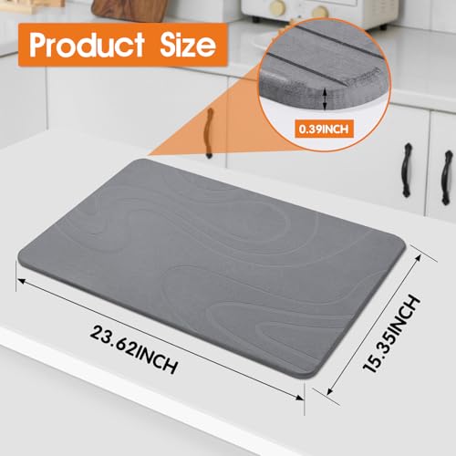 Large Stone Drying Mat for Kitchen Counter (Dark Gray / 24" x 16")