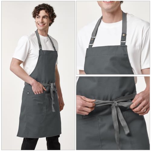 Chef Men Canvas Waterproof Apron Pocket 4251GB (1 Pack / Dark Grey)