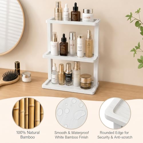 Bamboo Bathroom Organizer Countertop (White)