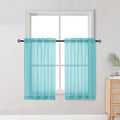 Short Aqua Sheer Curtains 36 Inch Length 2 Panels Set (Aqua / 42"W x 36"L (Pack of 2))
