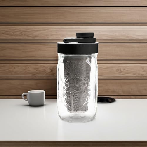 Mason Jar Cold Brew Coffee Maker Infuser (Cold Brew Kit 1 Quart (32 Ounces) / Black)