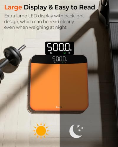 500lb Digital Bathroom Scale with Body Weight Trends App (Orange)