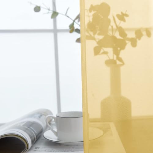 Basic Rod Pocket Sheer Voile Window Curtain Panels Gold 1 Pair 2 Panels 52 Width 63 Inch Long for Kitchen Bedroom Children Living Room Yard（Gold (Gold / 52"W x 63"L (Pack of 2))