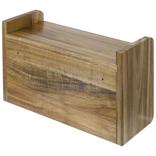 Acacia Wood Paper Towel Holder with Shelf (Premium Acacia Wood)