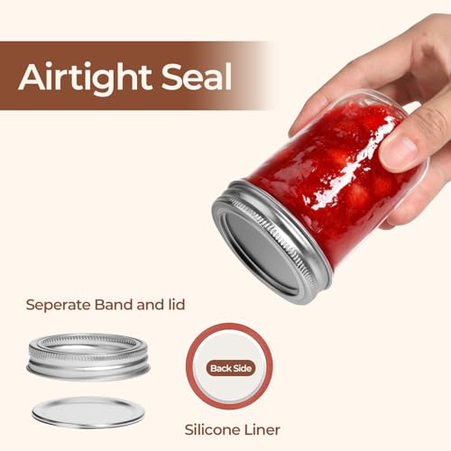 8 oz Mason Jars (8 fl oz x 6 - Regular Mouth)