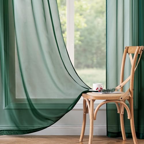 Hunter Green Sheer Curtains 54 X 90 Inches (Hunter Green / 54"W x 90"L (Pack of 2))