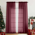 Sheer Curtains for Window 96 Inches Long 2 Panels Set (42"W x 96"L (Pack of 2) / Burgundy)