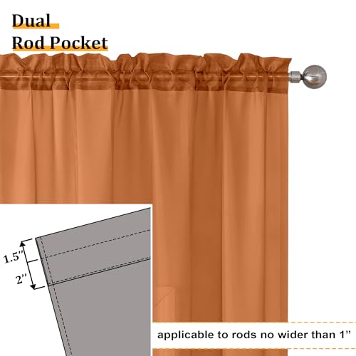 Orange Sheer Curtains 63 Inch Length 2 Panels Set (40"W x 63"L (Pack of 2) / Orange)