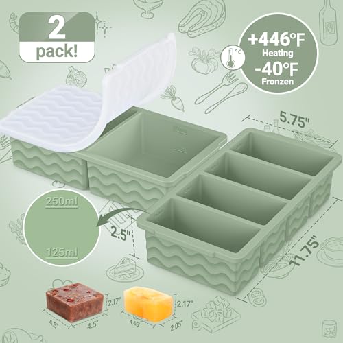 Silicone Freezer Trays with Lid for Soup (Green)