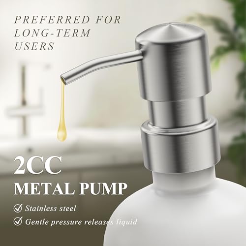 Kitchen Soap Dispenser Set Comes with Ceramics Sponge Holder (Silver + White + Sponge Holder)