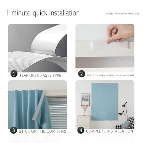 Self Adhesive Curtains (59"W x 59"L (Pack of 1) / Lake Blue)