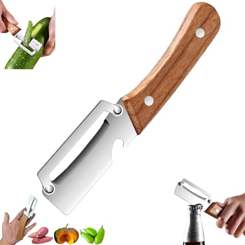 Premium Vegetable Peeler with Wooden Handle and Bottle Opener (1PCS)