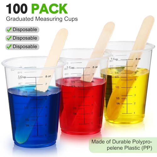 100 Pack 8 oz Disposable Measuring Cups for Resin Epoxy