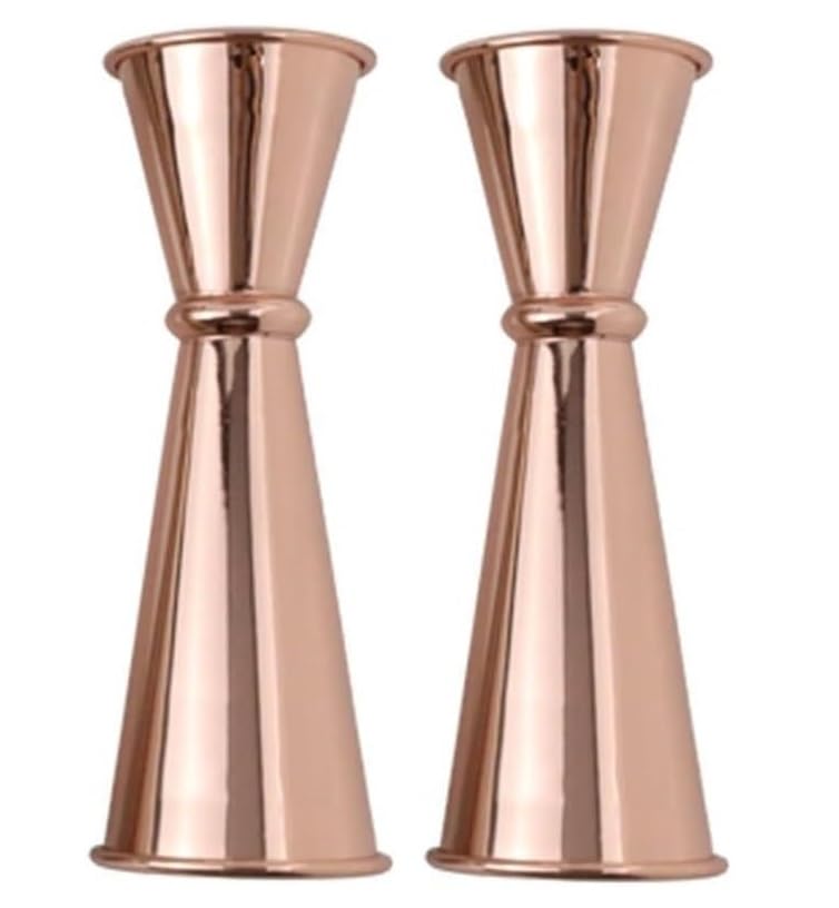 2-Piece Dual-Sided Bartending Jigger Set - 1oz & 2oz Measured Markings, 304 Stainless Steel, Food-Grade Cocktail Measuring Tool for Professional & Home Bars (Rose Gold) (Rose Gold)