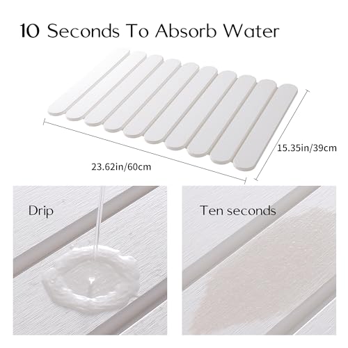 Large White Stone Dish Drying Mats for Kitchen Counter (White / 24"×16")