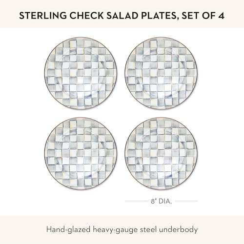 Enamel Salad and Dessert Plate (Sterling Check / 4 Plates)
