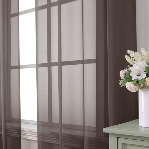 Chocolate Sheer Curtains 72 Inches Long 2 Panels (42"W x 72"L (Pack of 2) / Chocolate)