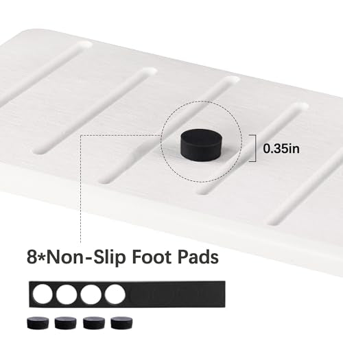 2PCS Water Absorbing Stone Tray for Cosmetics & Hand Soap & Houseplants (7.9" X 4" White)