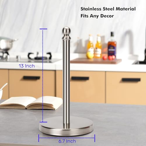 Paper Towel Holder Countertop with Weighted Base (Brushed Nickel)