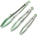 Kitchen Tongs for Cooking with Silicone Tips (Green)