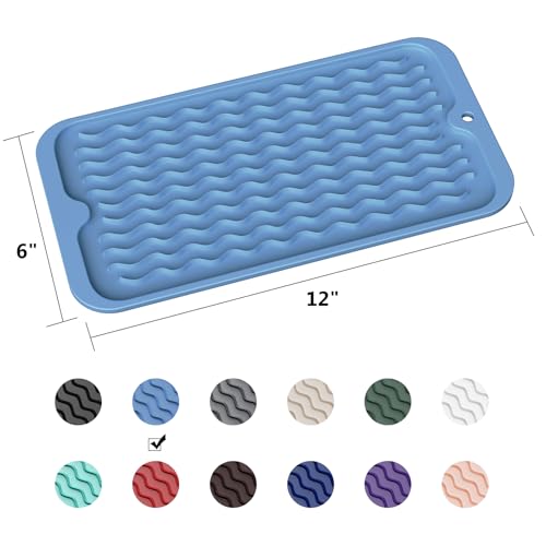 Small Silicone Drying Mat & Sink Caddy (Lichen Blue / 12" x 6")