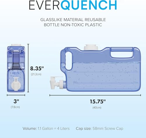 Refrigerator Water Dispenser 1.1 Gallon Bottle with Leak Proof Spigot (Royal Blue)