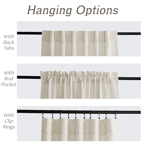 Extra Long Linen Curtains for Dining Room 120 inches Long (Z - Cream / 52"W x 120"L (Pack of 2))