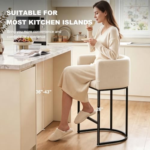 26" H Counter Height Bar Stools Set of 1 (Beige / Set of 1)