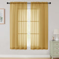 Sheer Gold Curtains for Bedroom Living Room 63 Inch Length 2 Panels (Gold / 42"W x 63"L (Pack of 2))