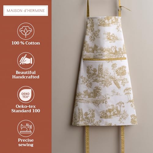Aprons for women with Pocket 100% Cotton Pack of 1 (086 - Trianon - Bronze)