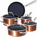 9pc Cookware Set Healthy Duralon Blue Ceramic Nonstick Coated (9 Piece Cookware Set / Rustic Copper)