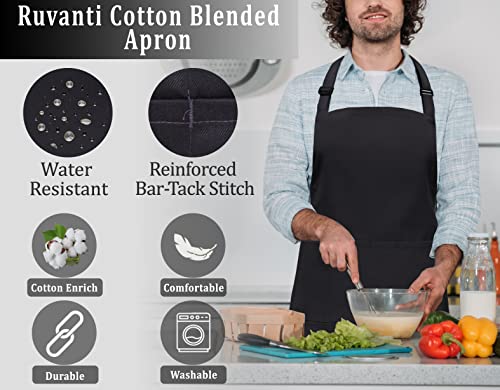 Work Aprons for Men (Black - 2 Pockets - Pack of 2 / Work Apron)