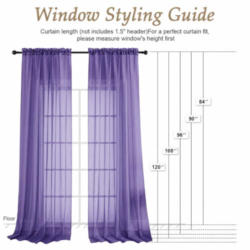 Purple Bedroom Curtains 2 Panel Sets 96 Inch Length (Purple / 59"W x 96"L (Pack of 2))