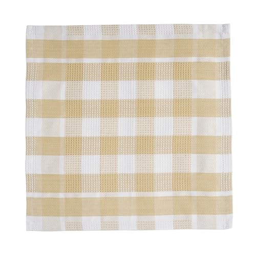 100% Cotton Dish Towels for Kitchen (12"x12" - 6 Pack / Beige)