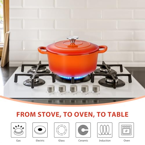 3 Qt Enameled Cast Iron Dutch Oven with Lid (3 QT-Round / Orange)