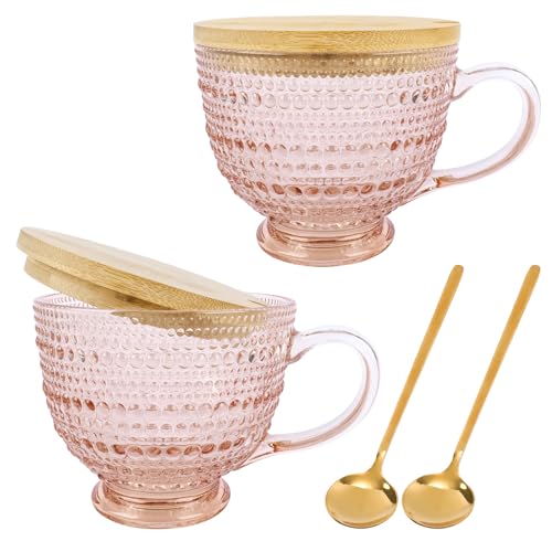 Pink Vintage Latte Mugs Set of 2 (Pink)