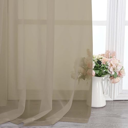Taupe Sheer Curtains 108 Inches Long (Taupe / 42"W x 108"L (Pack of 2))