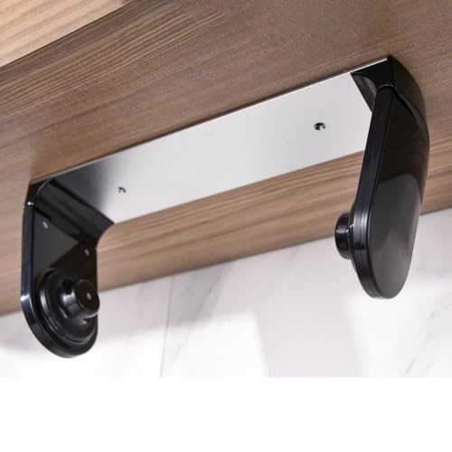 ONE Hand Tear Paper Towel Holder Under Cabinet Adhesive or Drilling Installation Aluminum Alloy + ABS (Black)
