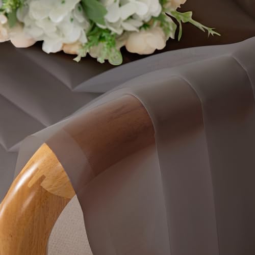 Chocolate Brown Sheer Valances for Windows (Chocolate Brown / 42"W x 16"L (Pack of 2))