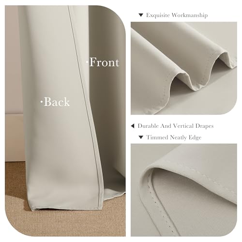 Blackout Curtains Thermal Insulated Window Treatment Panels Room Darkening Blackout Drapes for Living Room Back Tab (Cream / 52"W x 84"L (Pack of 2))