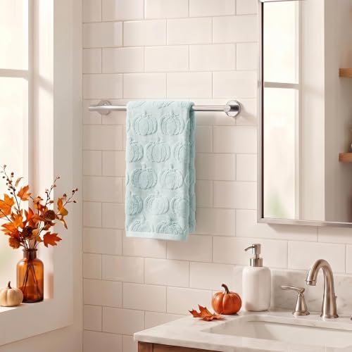 1 Pc Blue 3D Pumpkin Jacquard Hand Towel for Bathroom (13.7" x 29.5", 1PC / Blue)