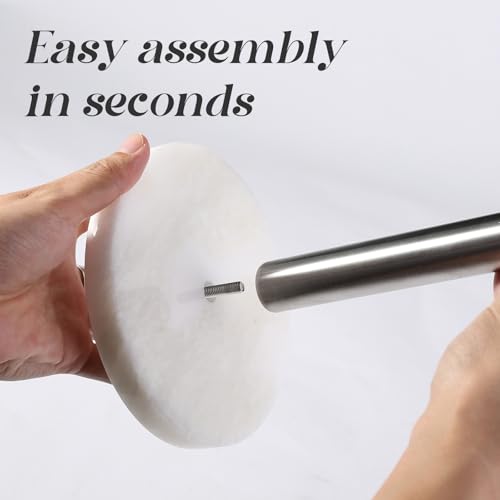 African Genuine Marble Paper Towel Holder Countertop (White Marble-silver Rod / 6" Marble Base)