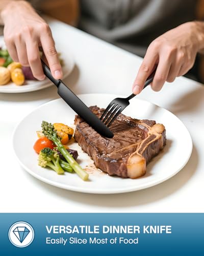 40 Pcs Black Silverware Set (Black)