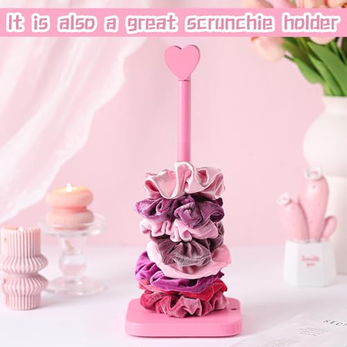 Valentines Day Pink Heart Paper Towel Holder Cute Heart Wooden Paper Towel Holder Pink Bathroom Countertop Accessories Kitchen Roll Stand Organizer Standing Apartment Decor Housewarming Gift (Heart)
