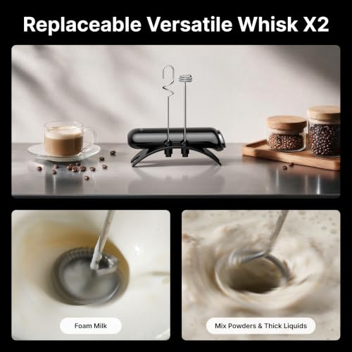 InstaWhisk Electric Milk Frother with Storage Case & Stand (Black)