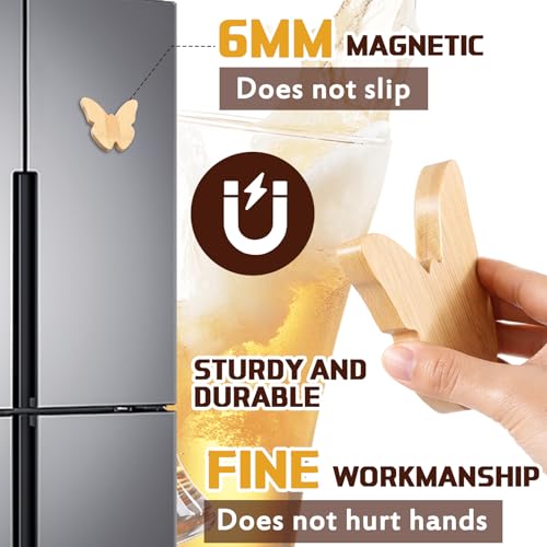 24 Pcs Magnetic Bottle Opener 2.5in DIY Bamboo Butterfly Shape (Butterfly Shape)