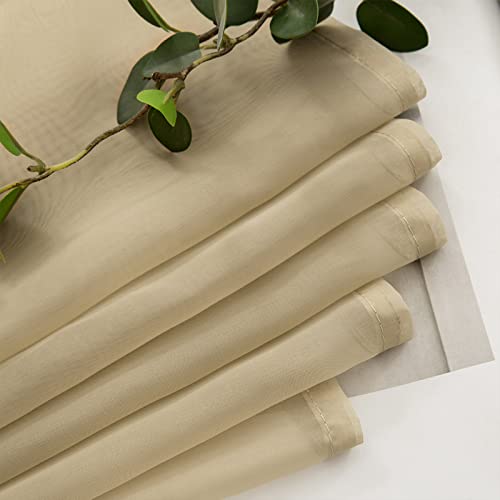 Short Sheer Curtains 30 Inch Length 2 Panels (Beige / 29"W x 30"L (Pack of 2))