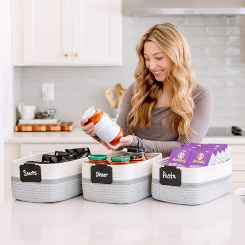 13.5”x8.5”x5.5” Storage Baskets for Shelves 3 Pack (Off White & Gray & Mixed Gray / 13.5" x 8.5" x 5.5")